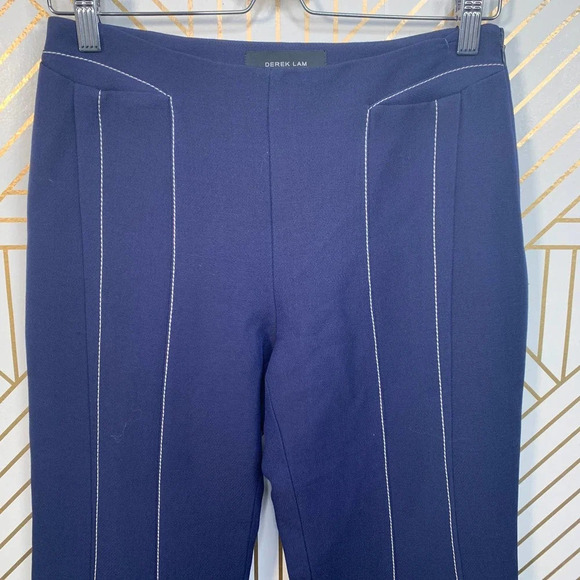 Derek Lam Contrast-Seam Flare Trousers Navy‎ Blue - Picture 4 of 12